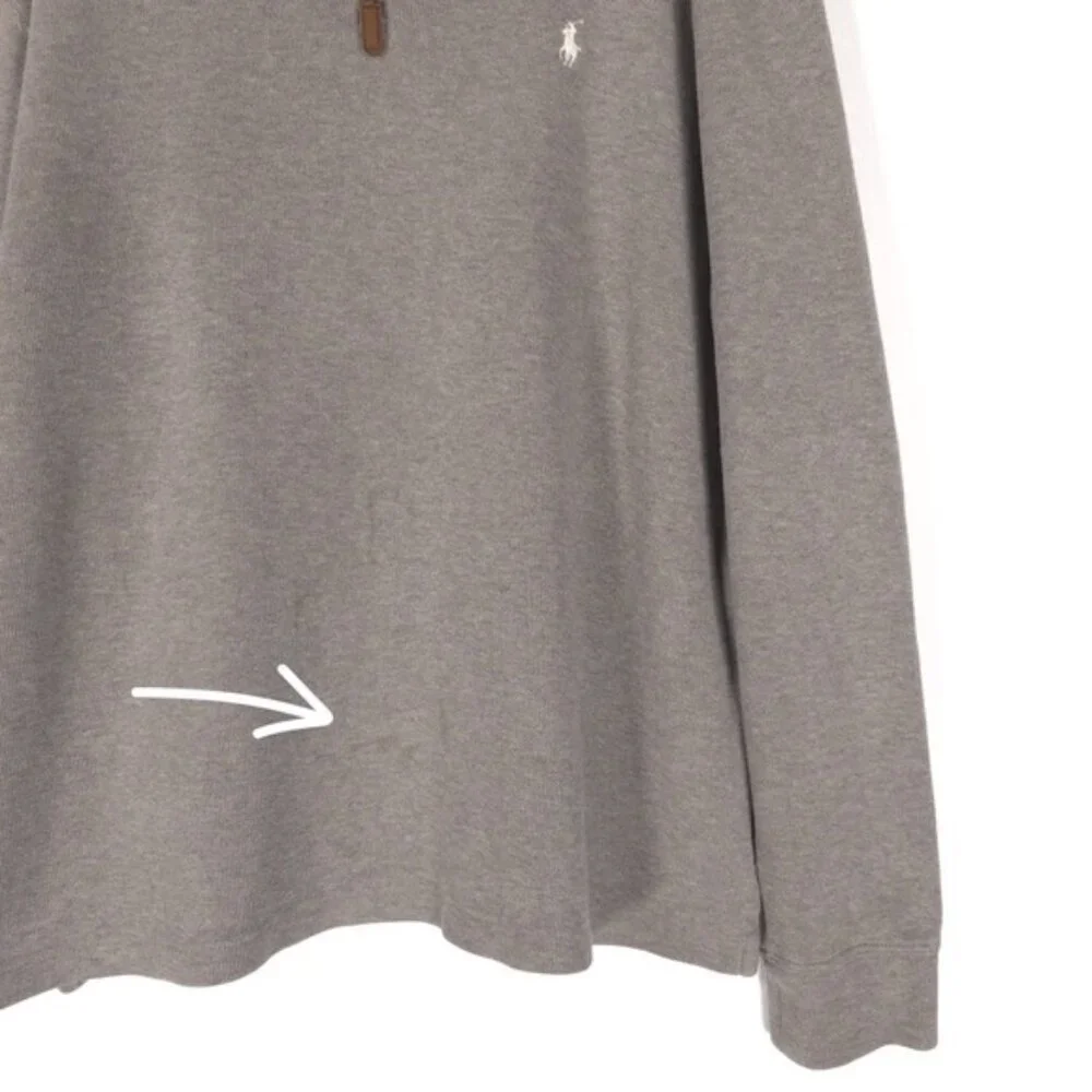 POLO RALPH LAUREN Men’s 1/4 Zip Pullover Sweater Gray‎ 100% Cotton Size XL